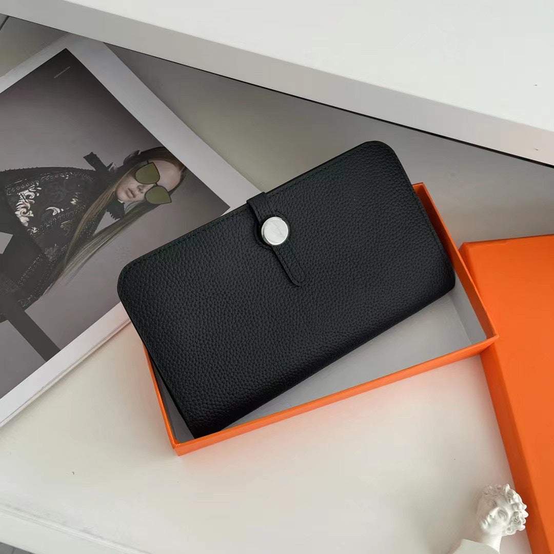Women's Layer Cowhide Long Folding Large Capacity Genuine Leather Ladies Wallets