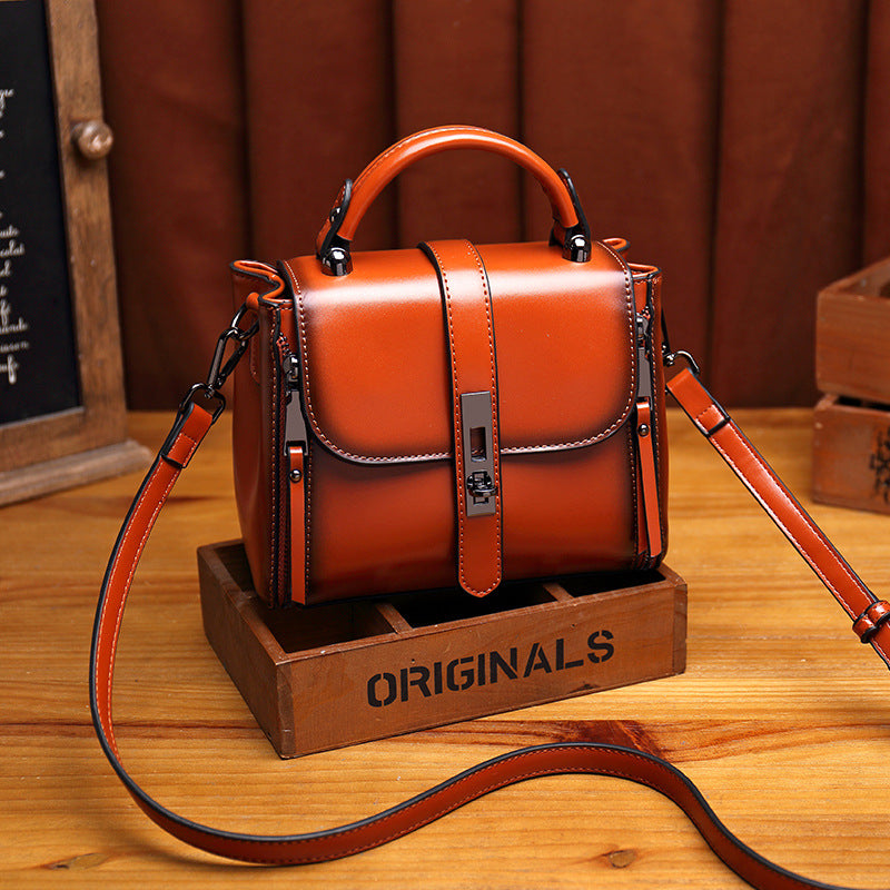 High Retro Textured Oil Wax Leather Bags