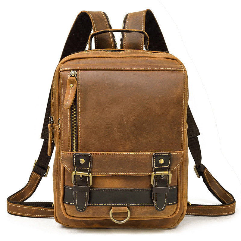 Men's Creative Trendy Crazy Horse Leather Backpacks