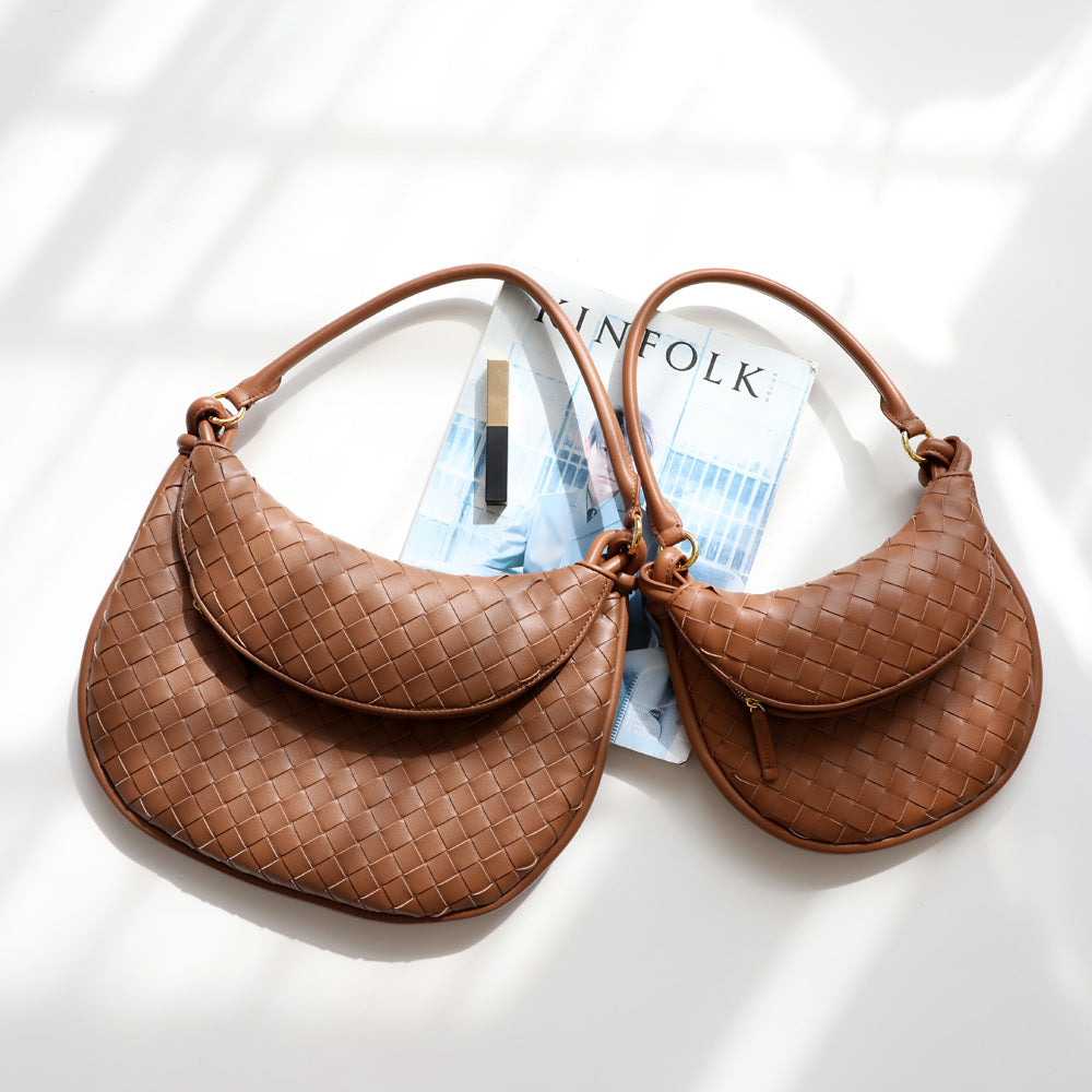 Women's Niche Selenodont High-grade Cowhide Woven Dumpling Handbags