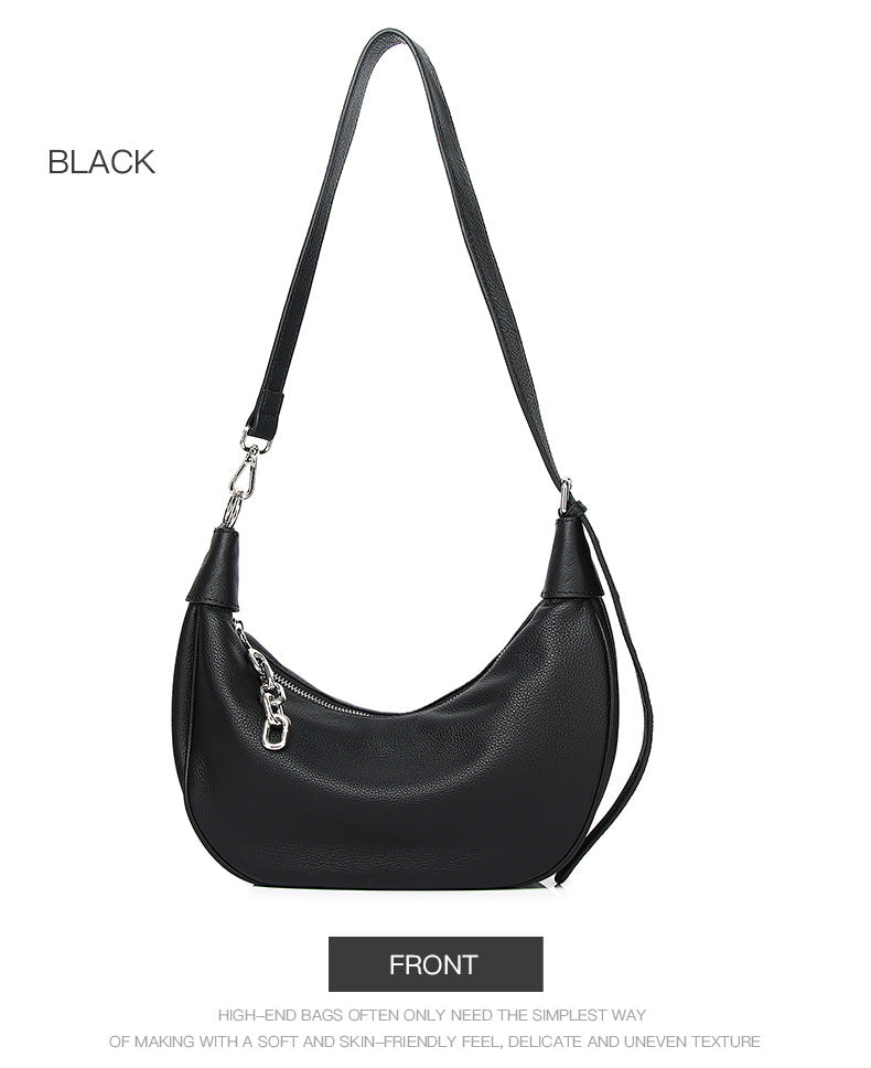 Women's Layer Leather Idle Style Moon Minimalist Crossbody Bags