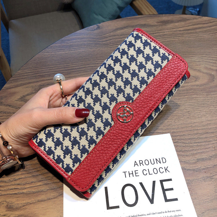 Women's Long Genuine Leather Design Multi Canvas Ladies Wallets