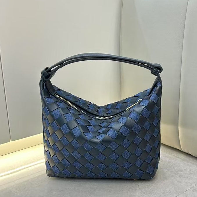 Women's Lunch Box Underarm Genuine Leather Woven Handbags