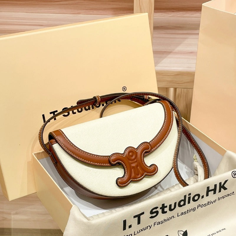 Women's Genuine Leather Saddle Fashion Same Store Shoulder Bags