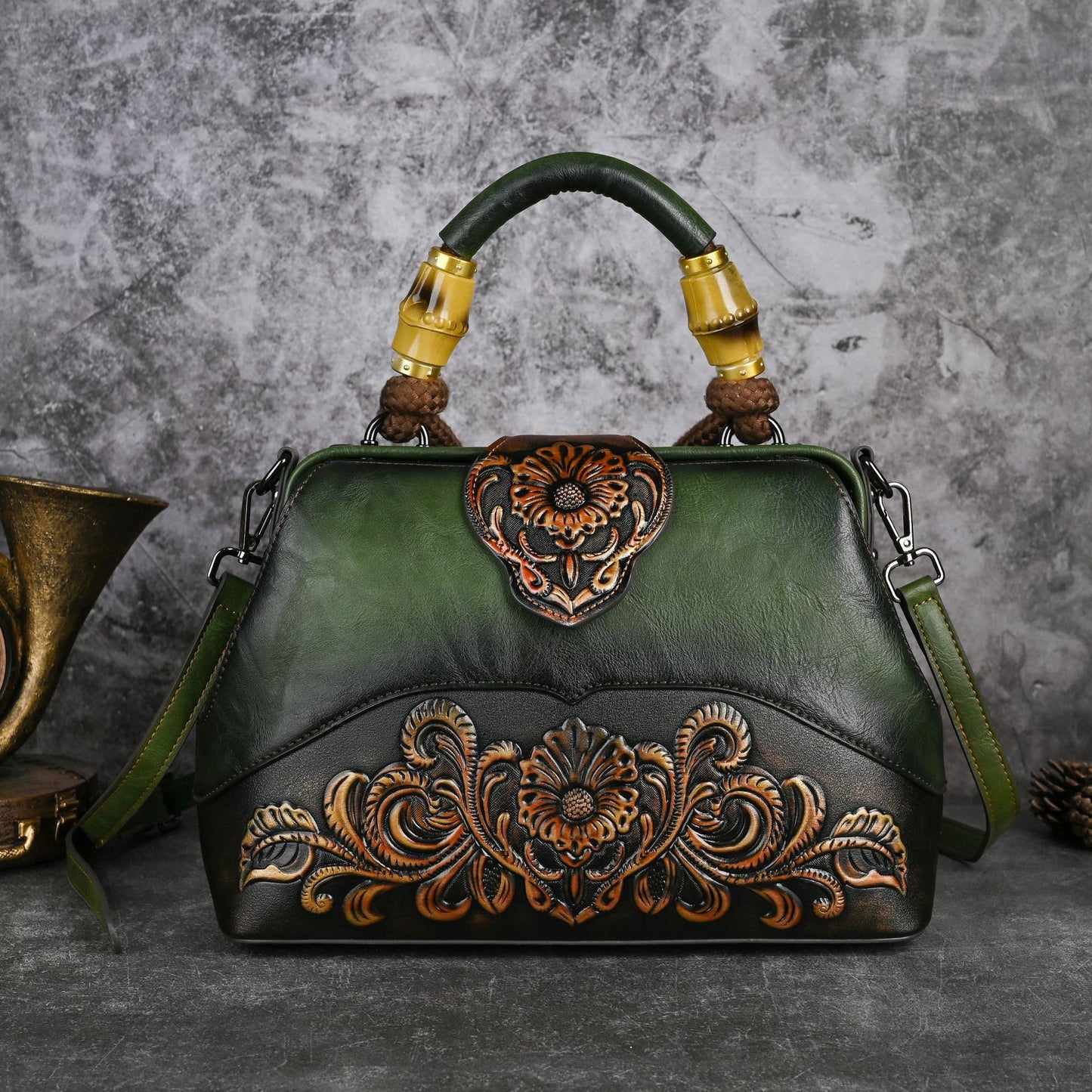 Women's Retro Embossed Hand-rub Color Clip Crossbody Bags