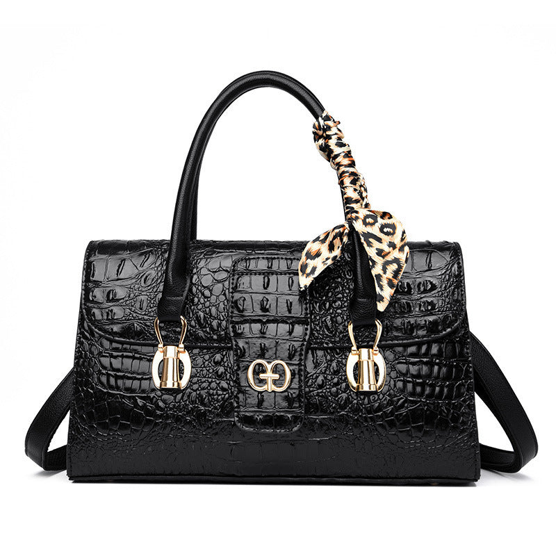 Women's Retro Autumn Crocodile Pattern Commuter Large Bags