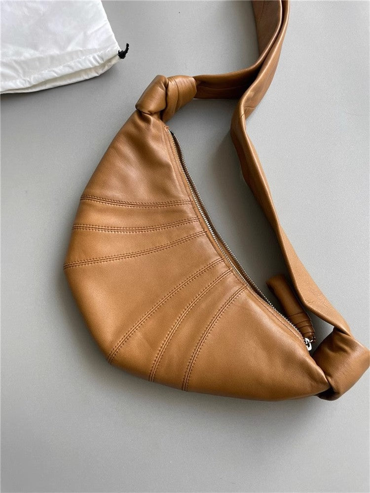 Women's Croissant Design Sheepskin Lazy Dumpling Genuine Crossbody Bags