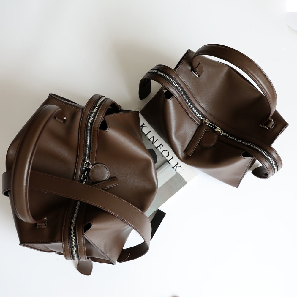 Design Big Zipper Fashion Solid Color Shoulder Bags