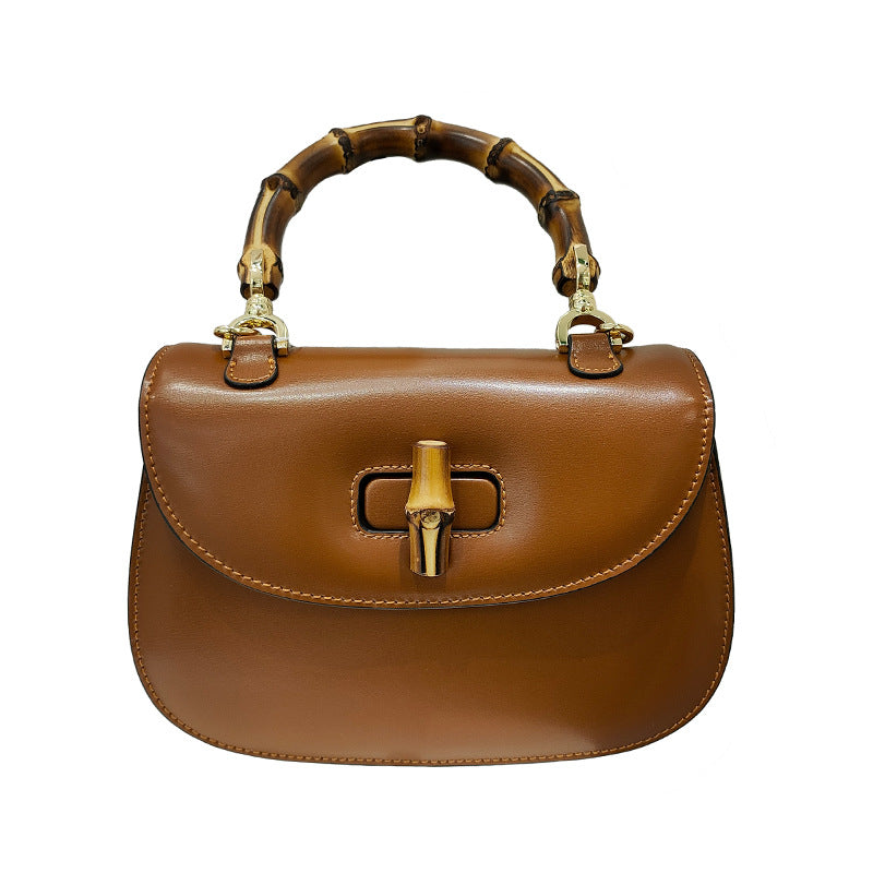 Little Retro Simple Bamboo Genuine Leather Shoulder Bags
