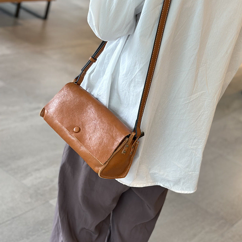 Women's Leather Korean Artistic Closed Toe Layer Crossbody Bags
