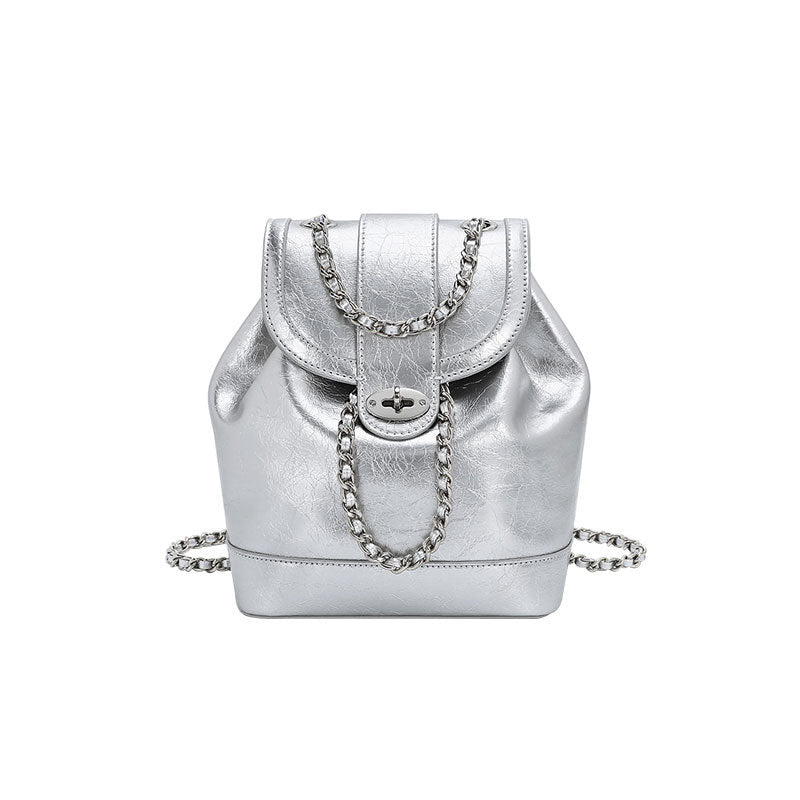 Women's Carding Classic Style Sier Chain Cattle Backpacks