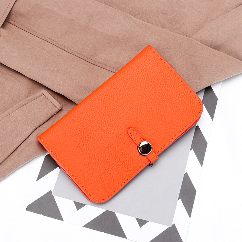 Women's Cowhide Inside Outside Long Clutch Large Ladies Wallets