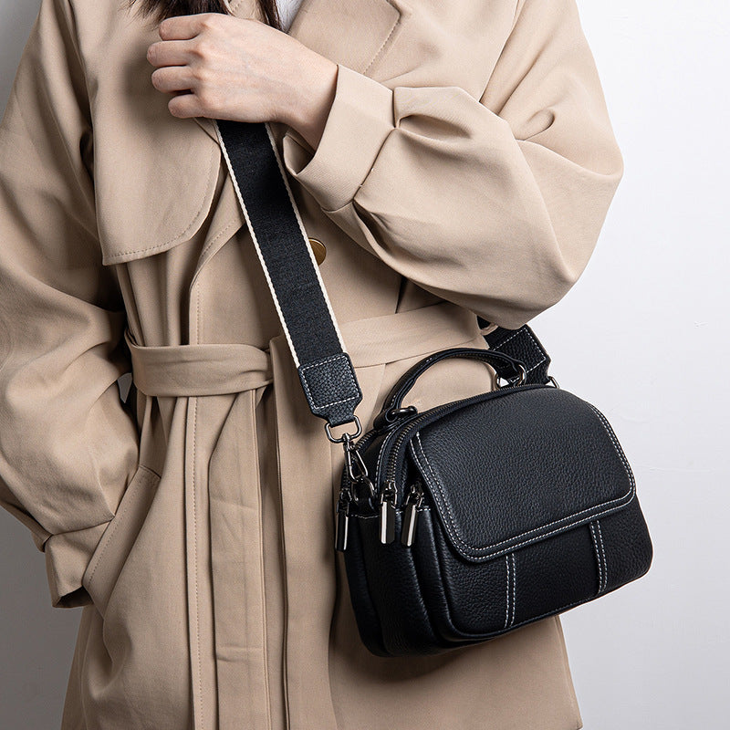 Women's Genuine Leather Lady's Round Fashion Korean Shoulder Bags