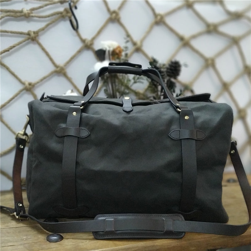 Men's American Waterproof Canvas Traveling Cowhide Medium Men's Handbags