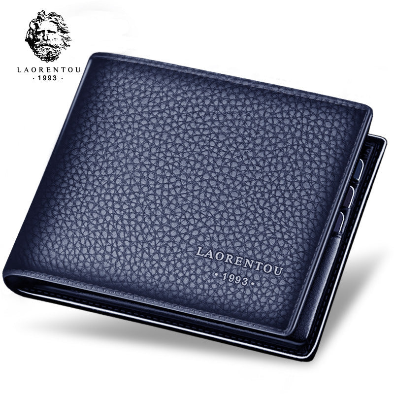Men's License Leather Short Document First Layer Card Holder