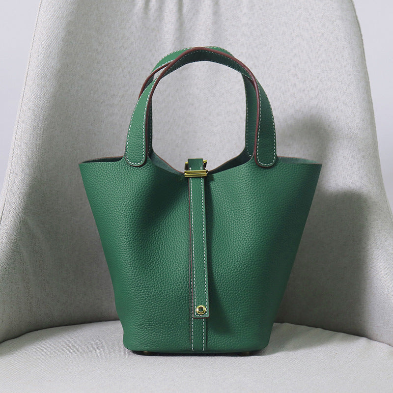 Women's Upgraded First Layer Cowhide Gold Vegetable Handbags