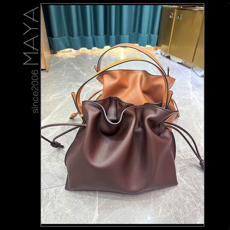 Women's High-grade Portable Lucky Drawstring Soft Leather Crossbody Bags