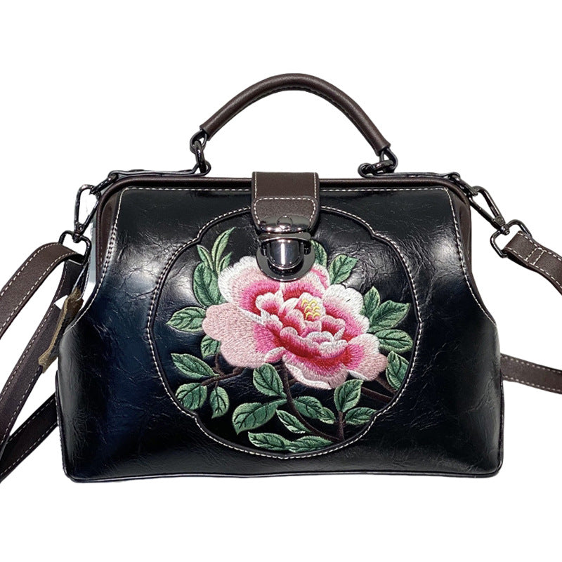 Women's Retro Style Embroidery With Cheongsam Cotton Shoulder Bags
