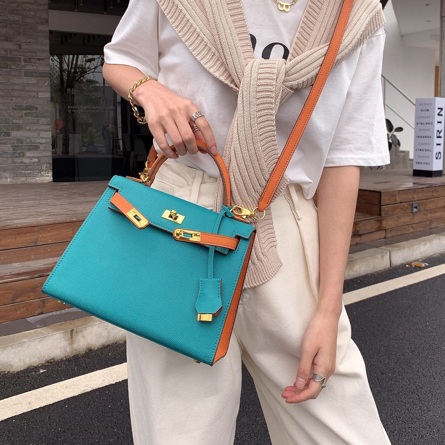 Women's Palm Print Genuine Leather Second Generation Handbags