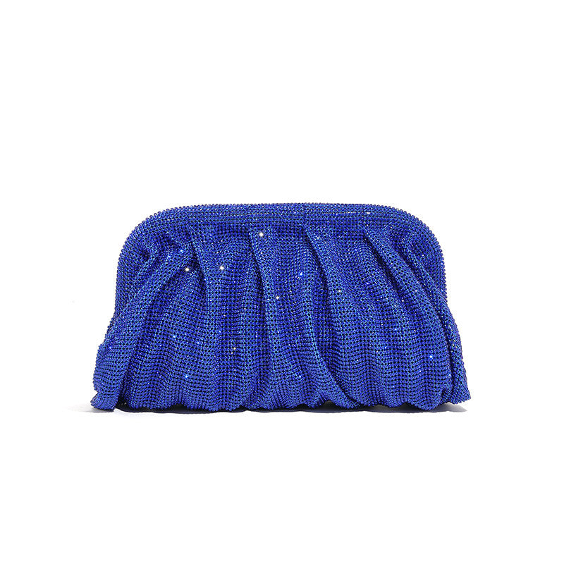 Hand Clutch Pleated Chain Rhinestone Cloud Clip Bags