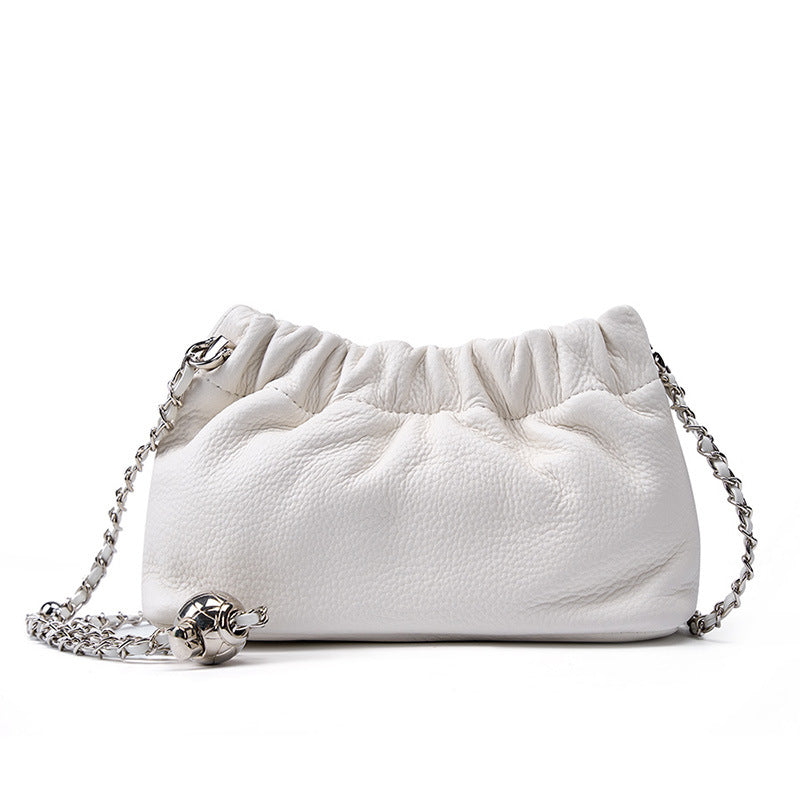 High-grade Gold Chain Cowhide Cloud Underarm Crossbody Bags