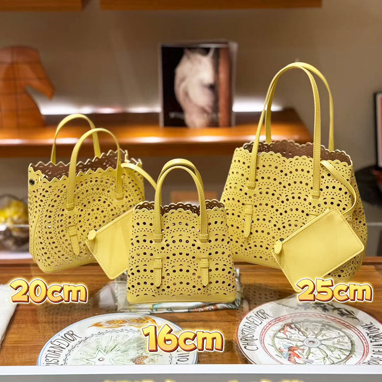 Cowhide Handmade Niche Laser Carved Hollow Out Leather Crossbody Bags