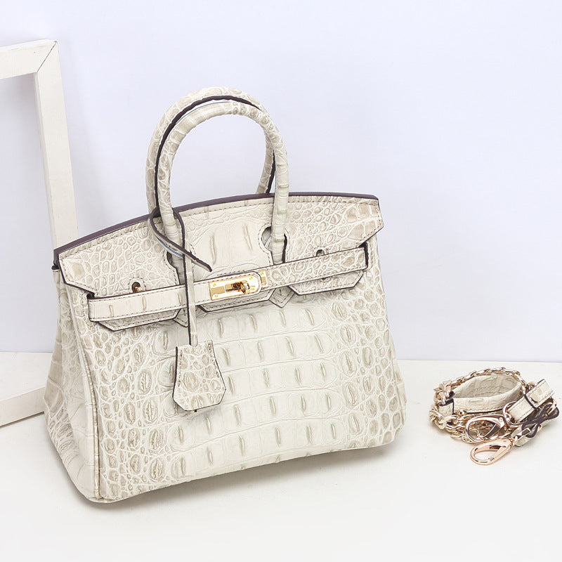 Women's Genuine Leather Crocodile Back Bone Pattern Handbags