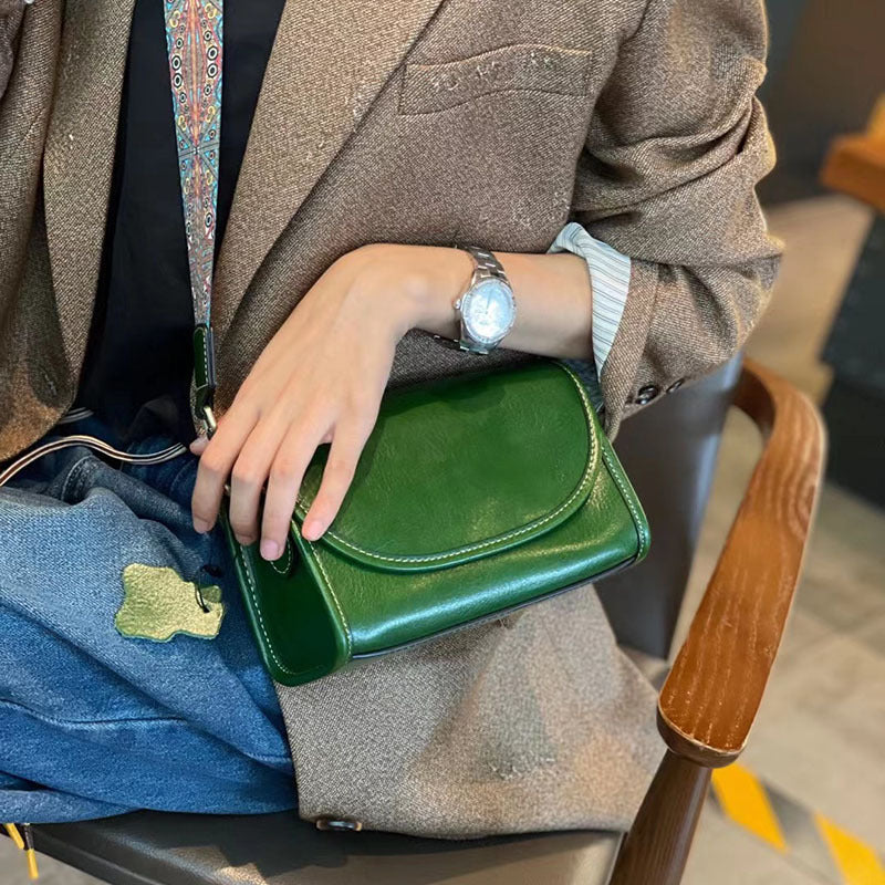 Women's Summer Leather Veil Wide Strap Cow Crossbody Bags