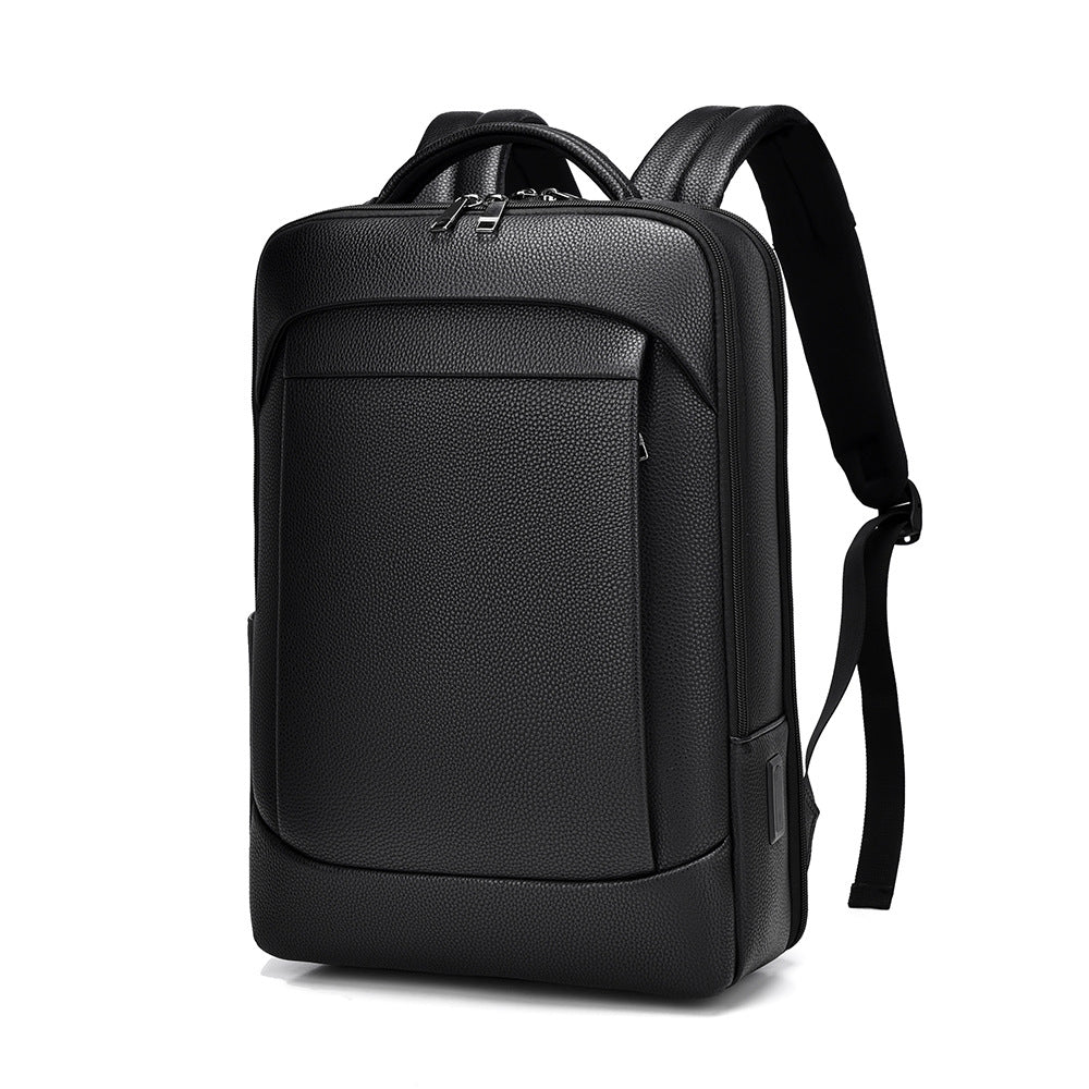 Men's Leather Business Large Capacity First Layer Backpacks