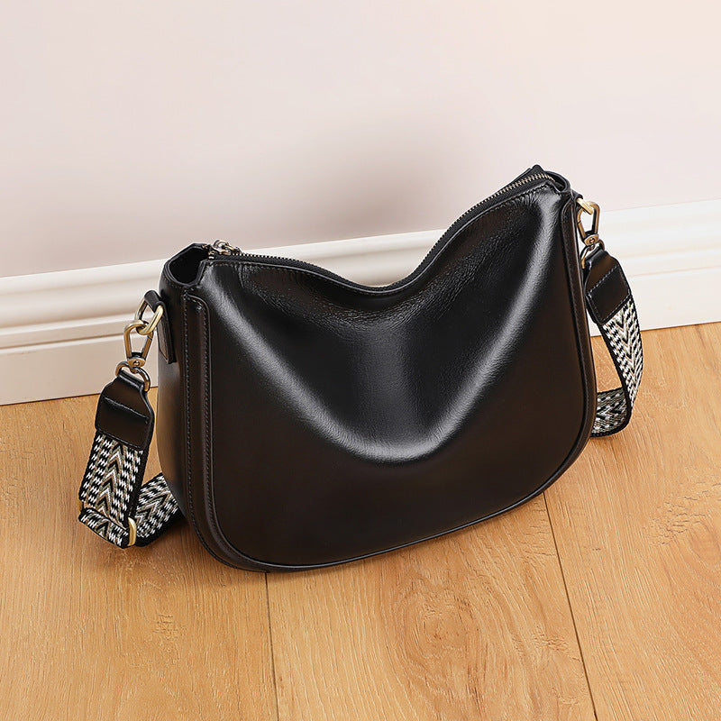 Women's Saddle Genuine Leather Versatile Large Capacity Crossbody Bags