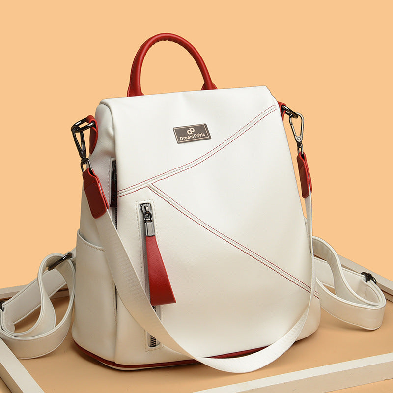Women's Leather Korean Style Simple Fashion Soft Backpacks