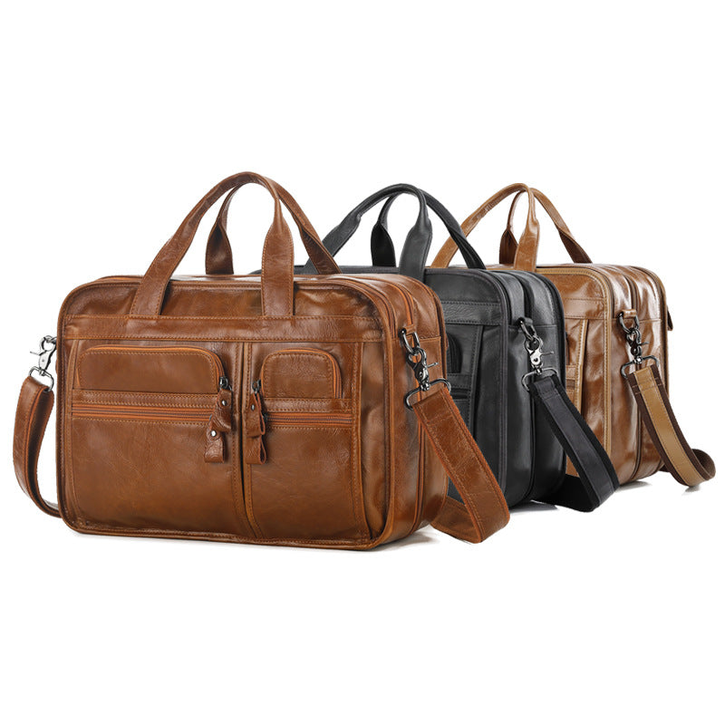 Men's Retro Genuine Leather Business Cowhide Bags