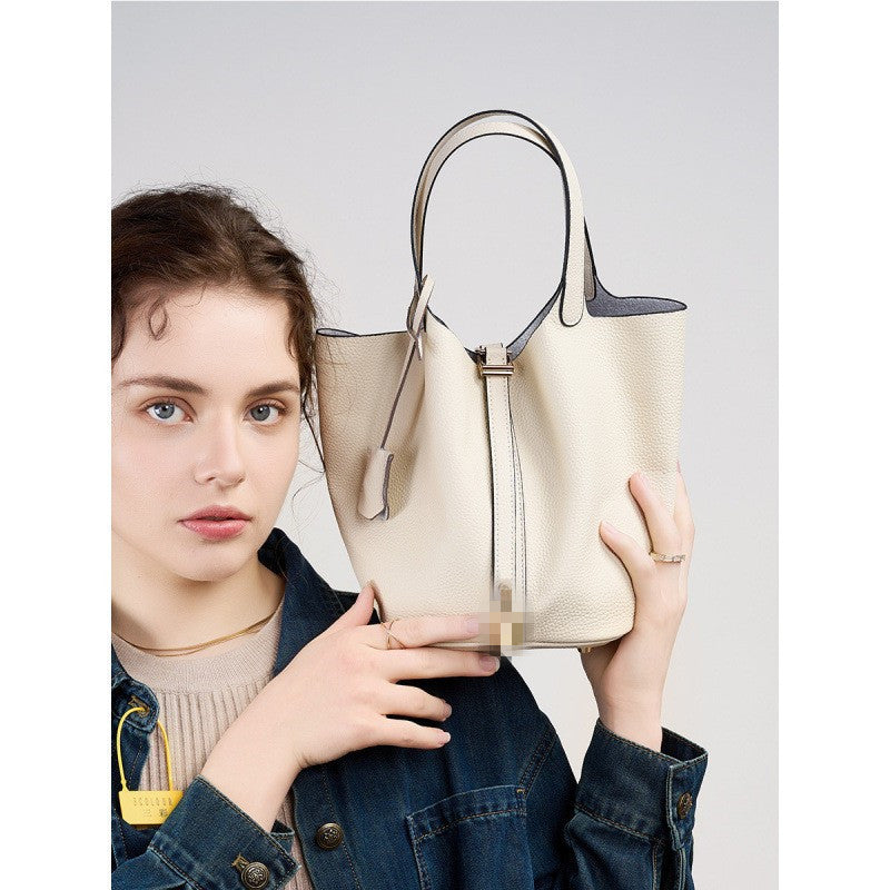 Women's Slouchy Vegetable Basket Genuine Leather Handbags