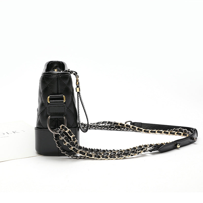 Women's Style Genuine Leather For Hobo Rhombus Chain Crossbody Bags