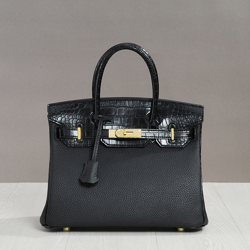Women's Fashion Top Layer Cowhide Lychee Pattern Crossbody Bags