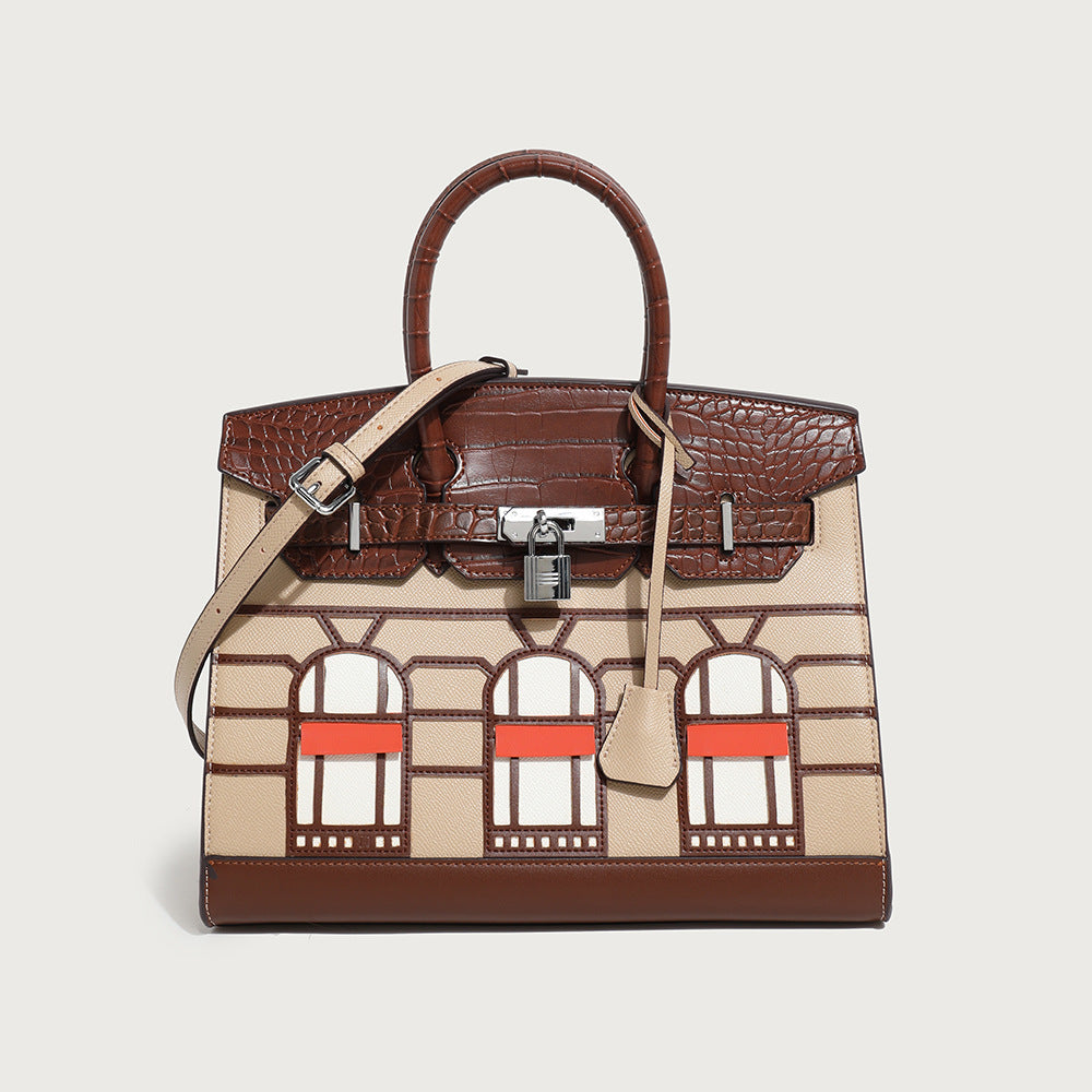 Women's Design Fashion Simple Platinum Leather Versatile Handbags