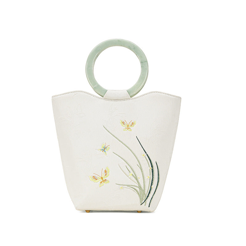 Blowing Half Summer Lotus Love Embroidered Handbags