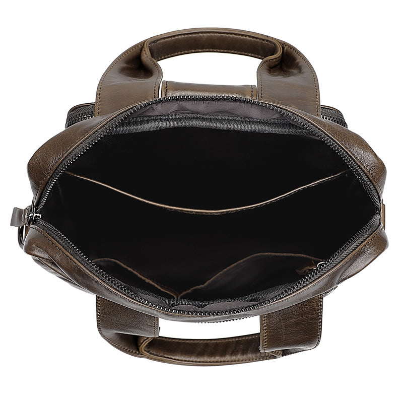 Men's Wax Waterproof Large Capacity Inch Computer Men's Handbags