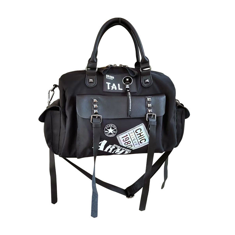 Women's Trendy Nylon Leather Personality Rivets Jean Handbags