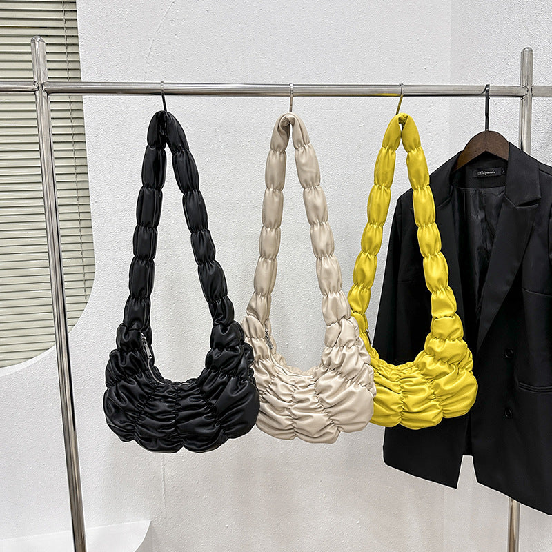 Women's Korean Style Cloud Pleated Underarm Sponge Shoulder Bags