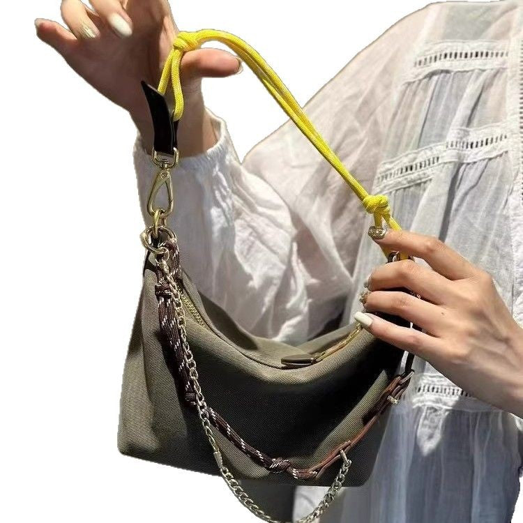 Matching Lunch Box Contrast Color Canvas Shoulder Bags