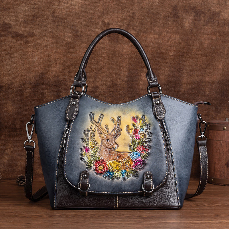 Women's Style First Layer Cowhide Retro Rub Handbags