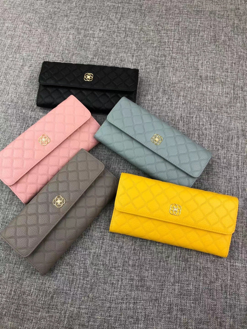 Leather Female Long Simple Embossed Cowhide Ladies Wallets