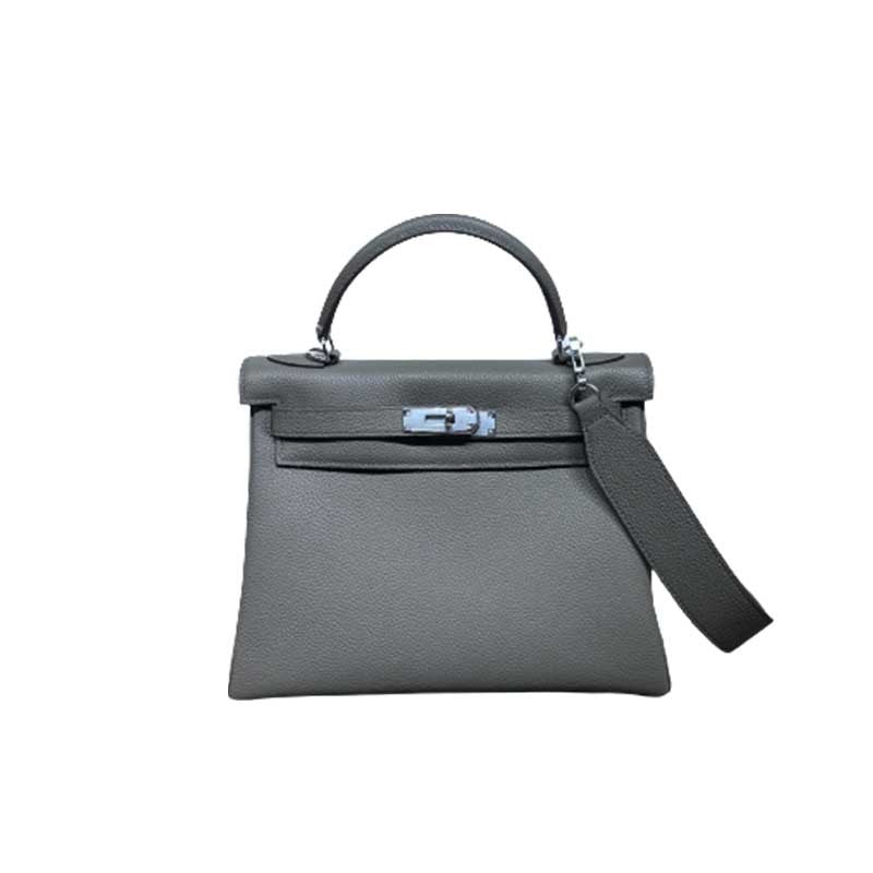 Women's Wide Strap Kelly Calfskin Portable Leather Crossbody Bags