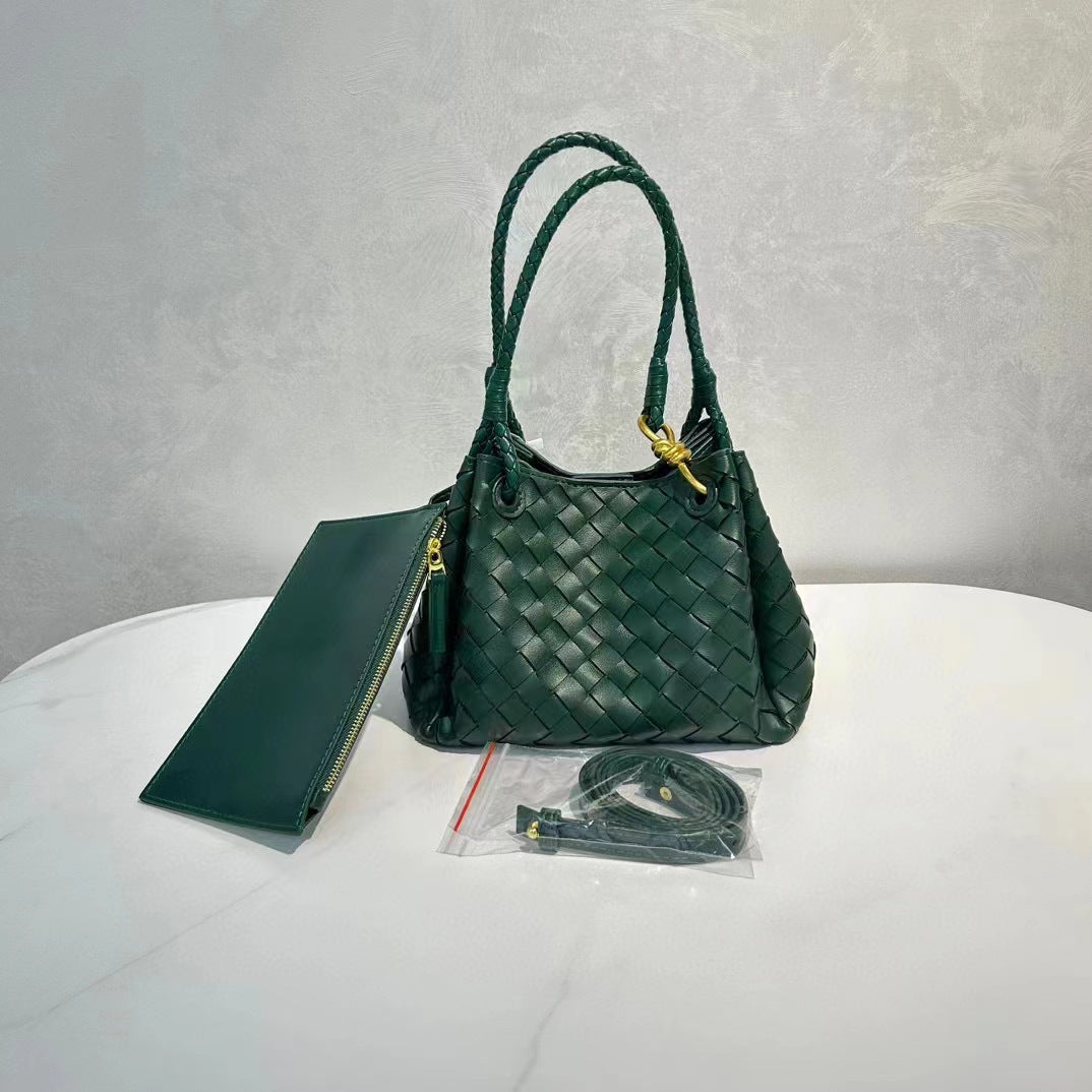 Women's Metal Cord Fastener Woven Large Portable Bags