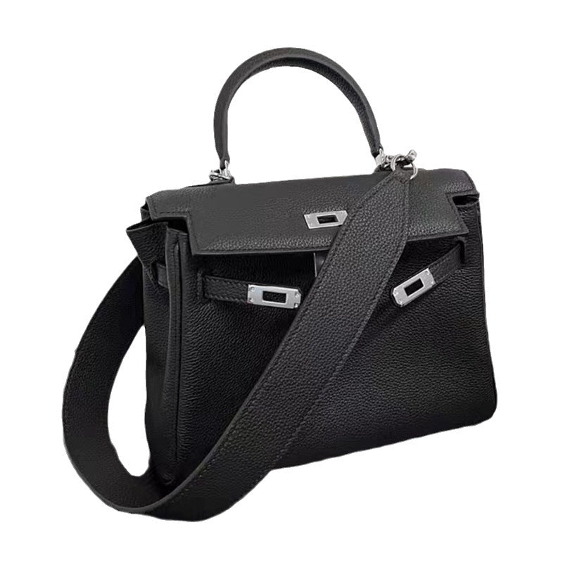 Women's Kelly Layer Cowhide Lychee Pattern Fashion Shoulder Bags