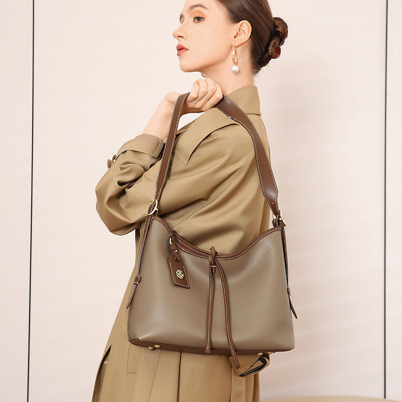Women's High-grade Large Capacity First Layer Cowhide Armpit Bags