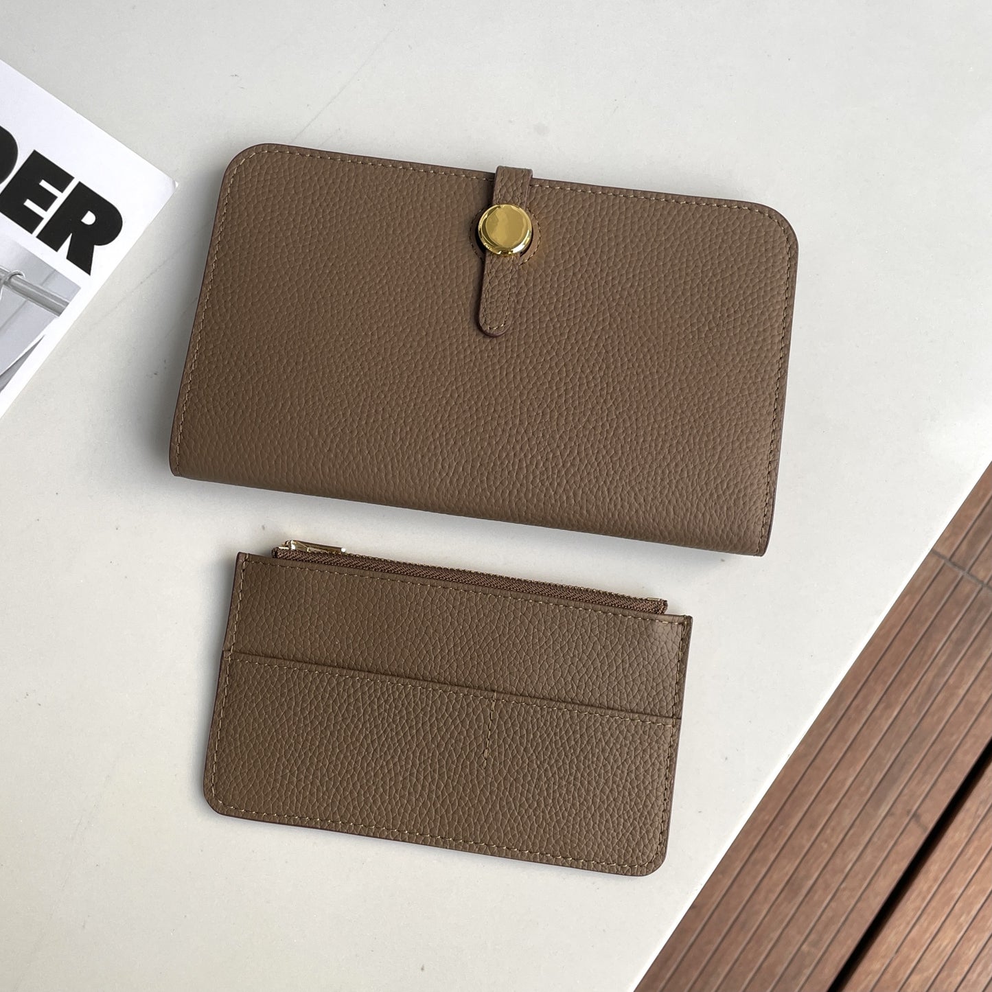 Women's Layer Cowhide Long Passport Folding Large Ladies Wallets