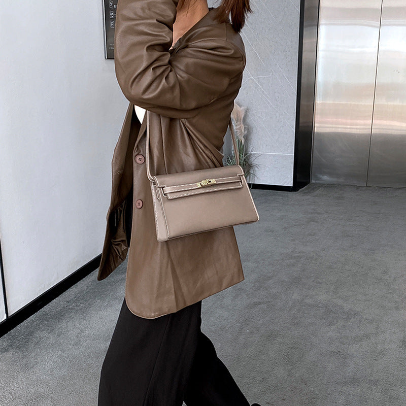 Women's Underarm Kelly Sheep Pattern Genuine Leather Bags
