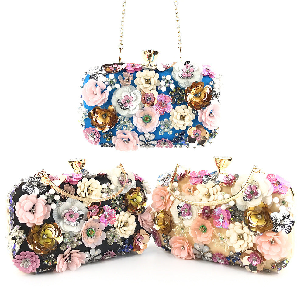 Women's Dinner Hand Embroidered Flower Beaded Banquet Wedding Evening Bags